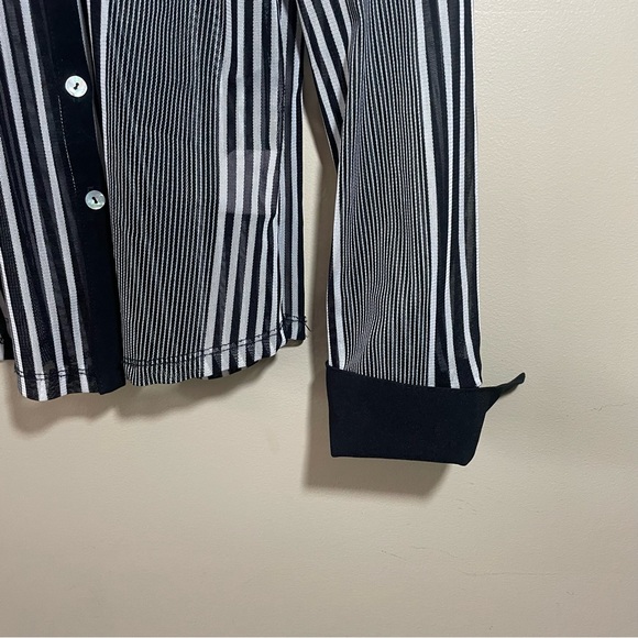 Reitmans Blouse Button Down Shirt Pin Striped Black White - Picture 4 of 7